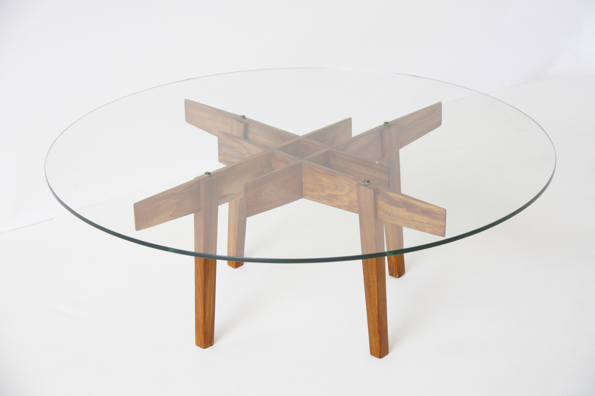Small round walnut coffee table Anne Autegarden